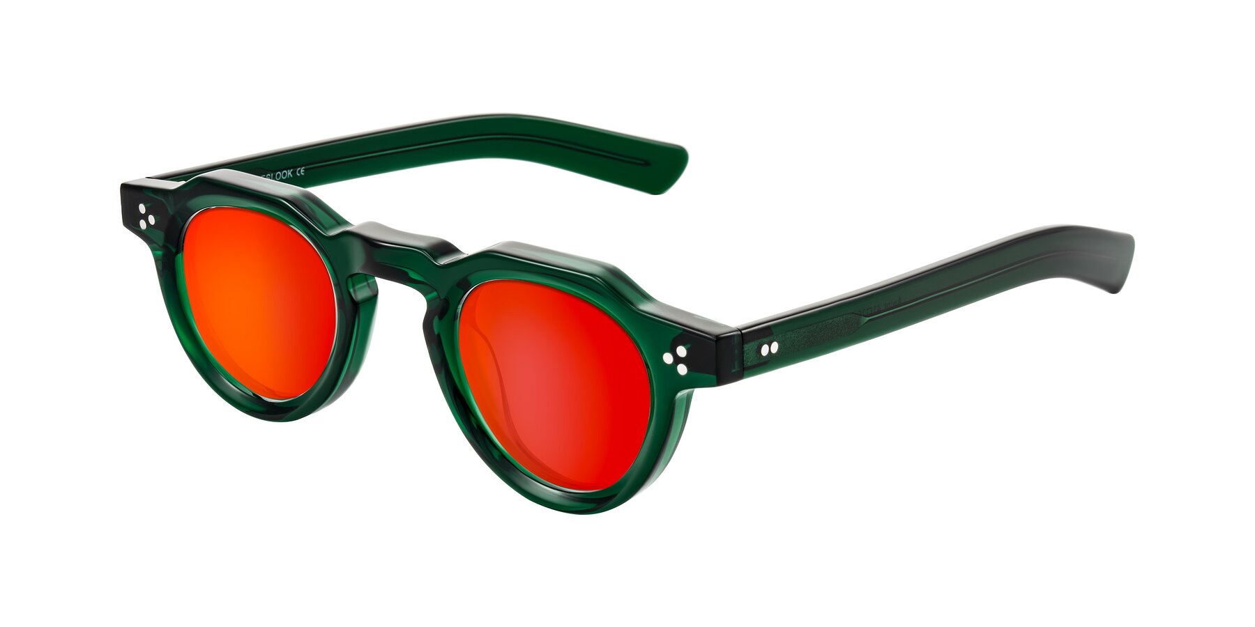 Angle of Awint in Emerald Green with Red Gold Mirrored Lenses
