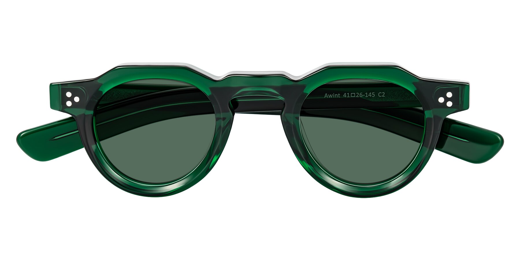 Folded Front of Awint in Emerald Green with Green Polarized Lenses