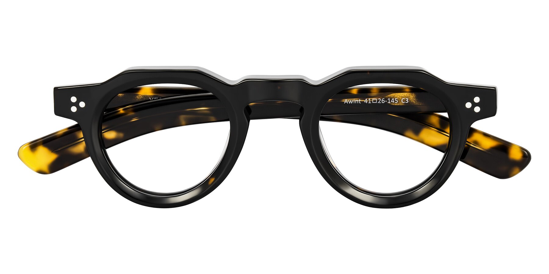 Folded Front of Awint in Dark Tortoise with Clear Eyeglass Lenses