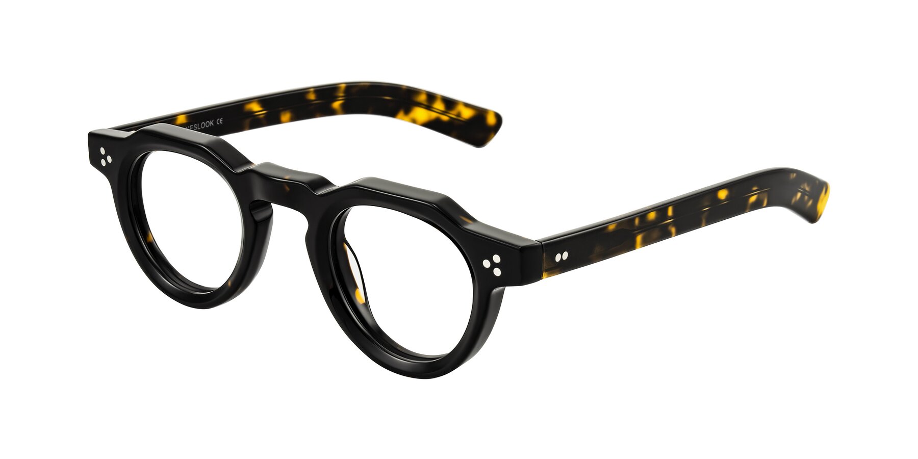 Angle of Awint in Dark Tortoise with Clear Eyeglass Lenses