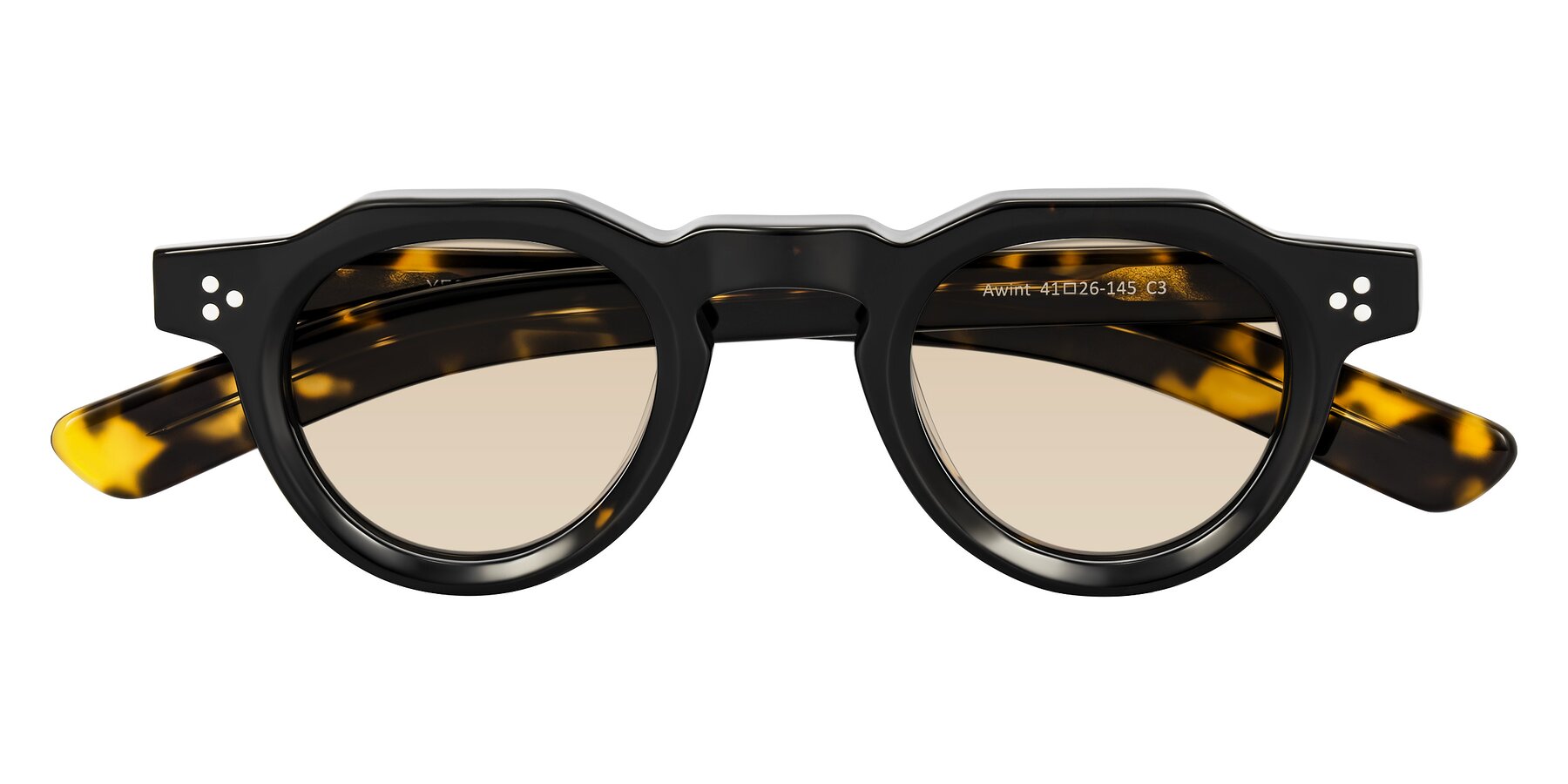 Folded Front of Awint in Dark Tortoise with Light Brown Tinted Lenses