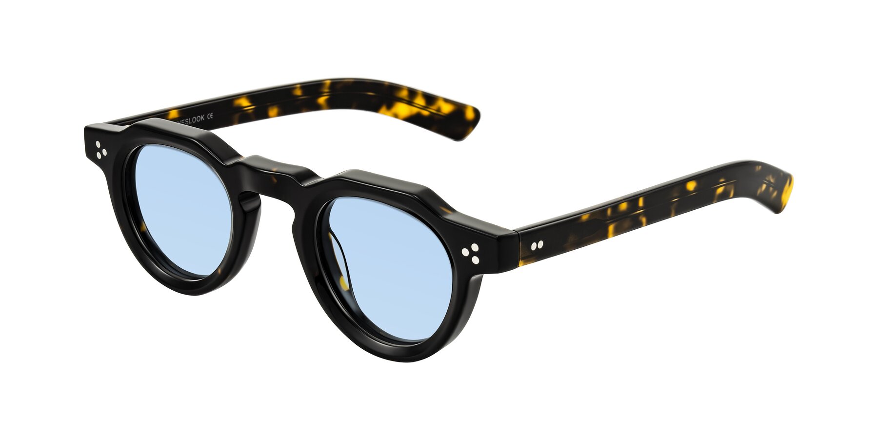 Angle of Awint in Dark Tortoise with Light Blue Tinted Lenses