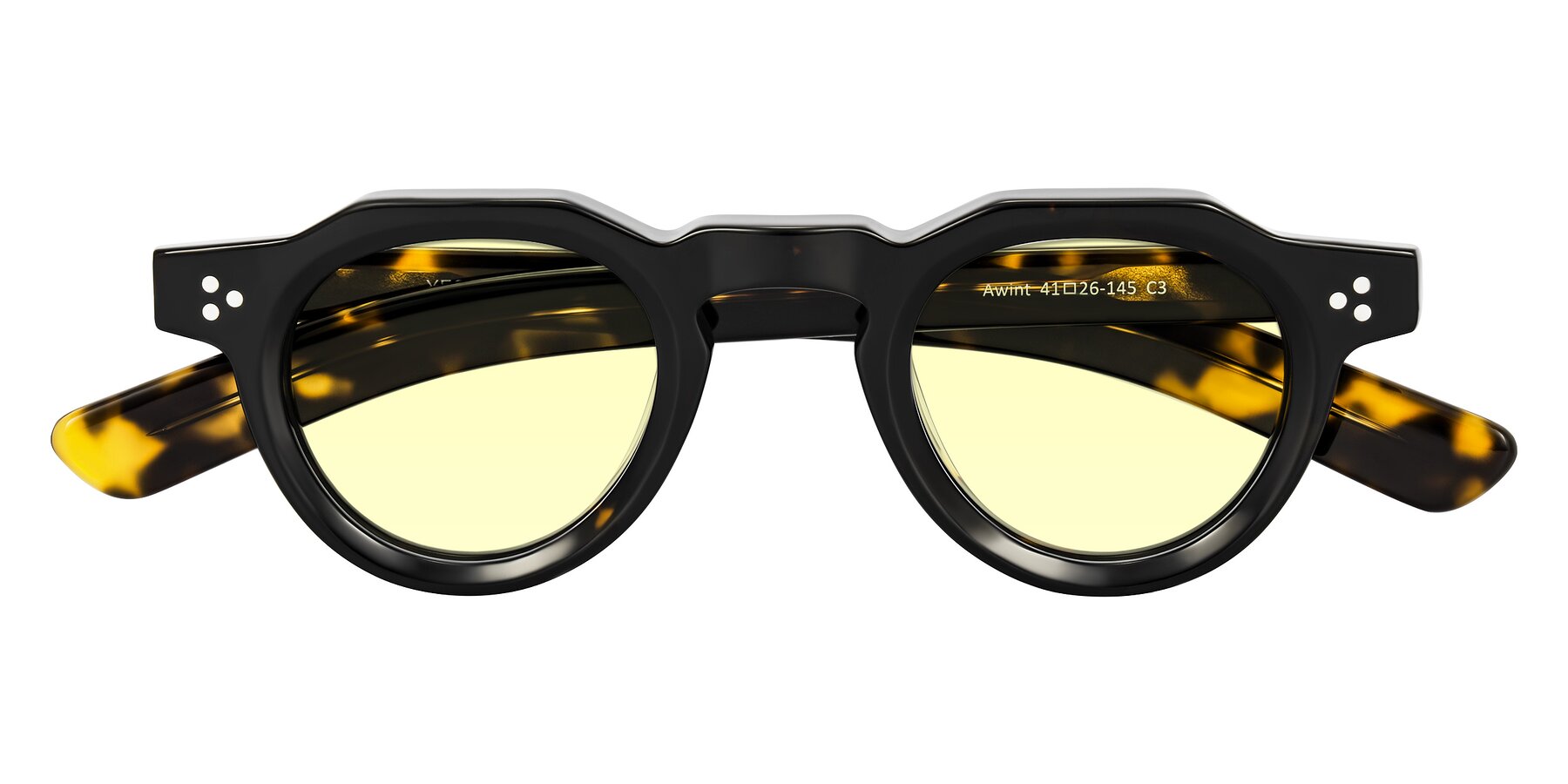 Folded Front of Awint in Dark Tortoise with Light Yellow Tinted Lenses