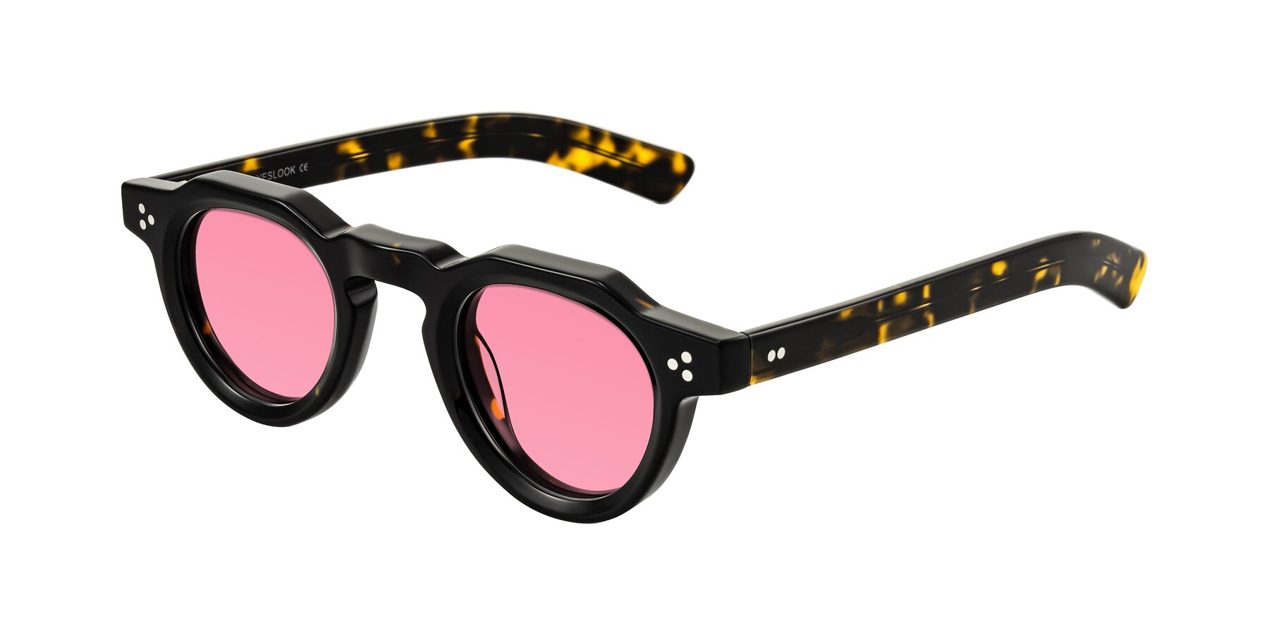 Angle of Awint in Dark Tortoise with Pink Tinted Lenses