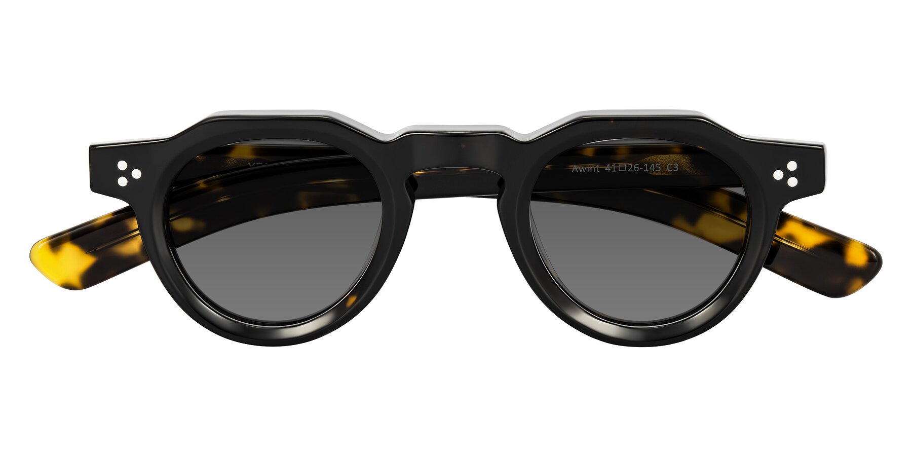 Folded Front of Awint in Dark Tortoise with Medium Gray Tinted Lenses