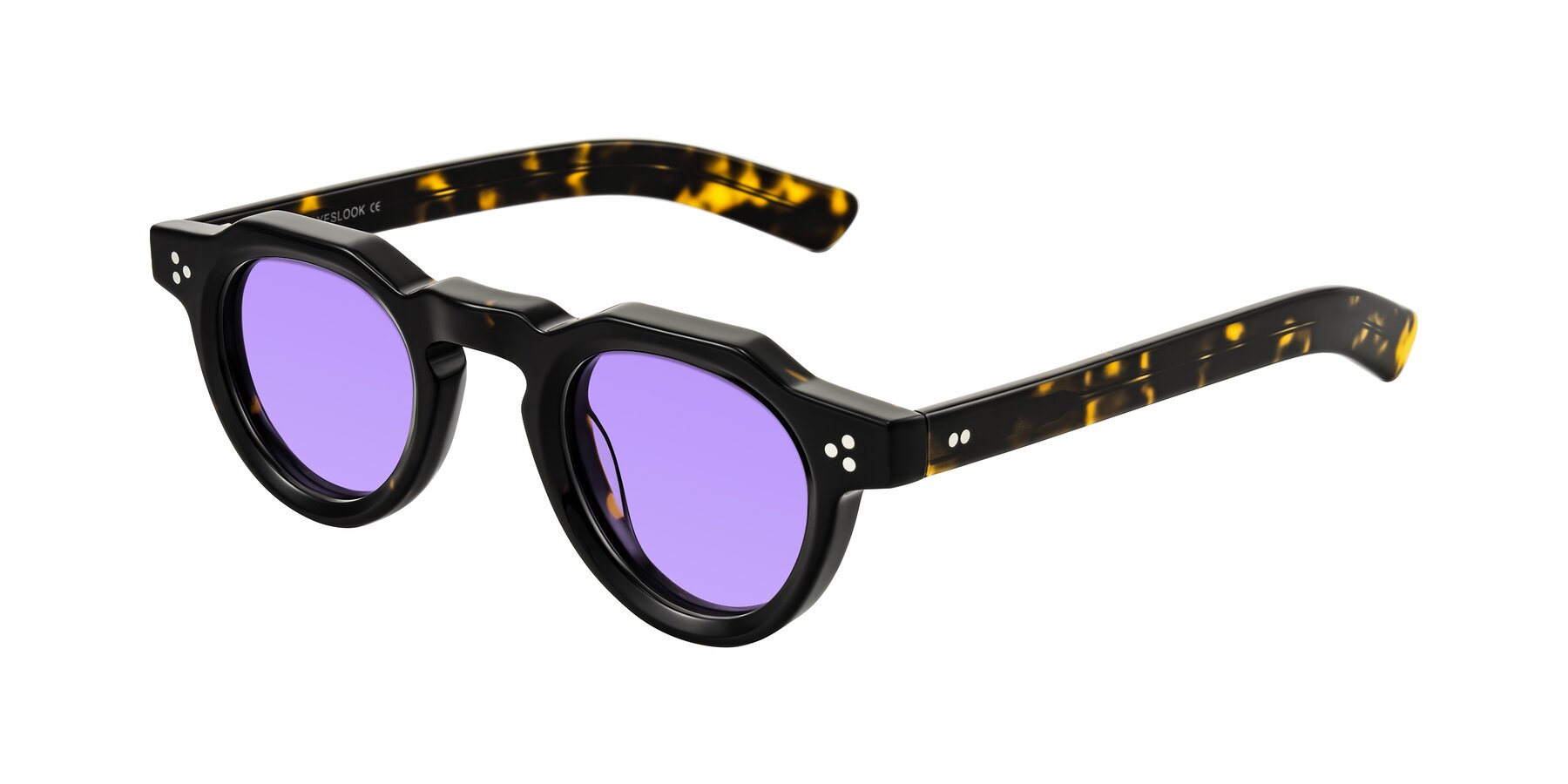 Angle of Awint in Dark Tortoise with Medium Purple Tinted Lenses