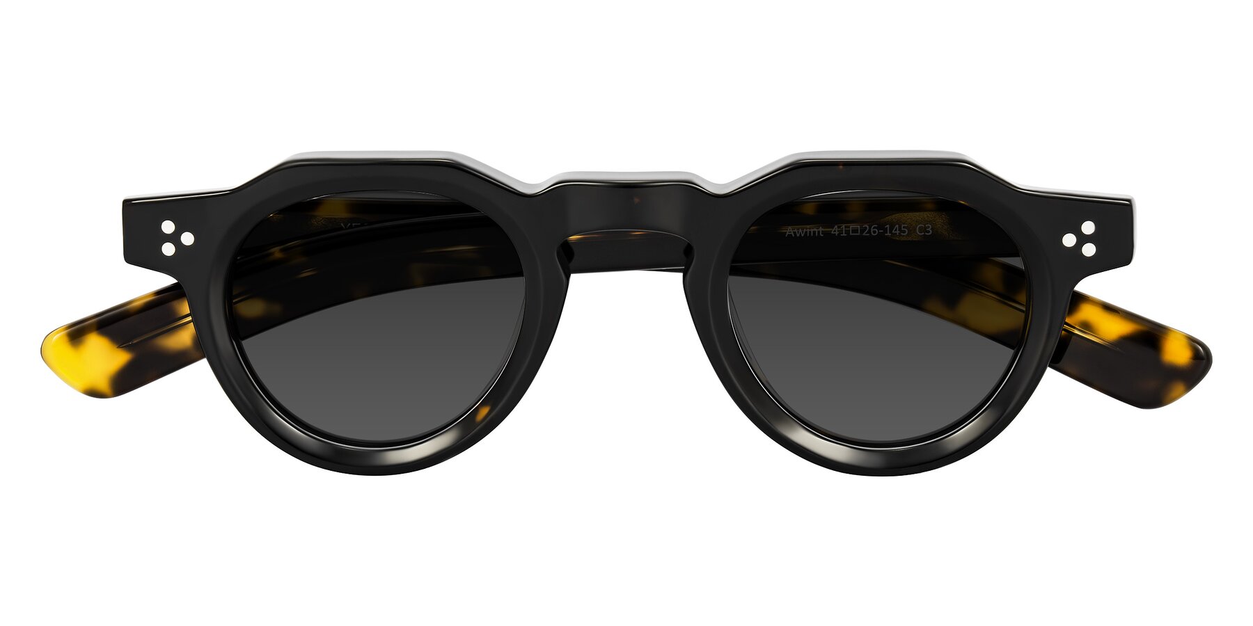 Folded Front of Awint in Dark Tortoise with Gray Tinted Lenses