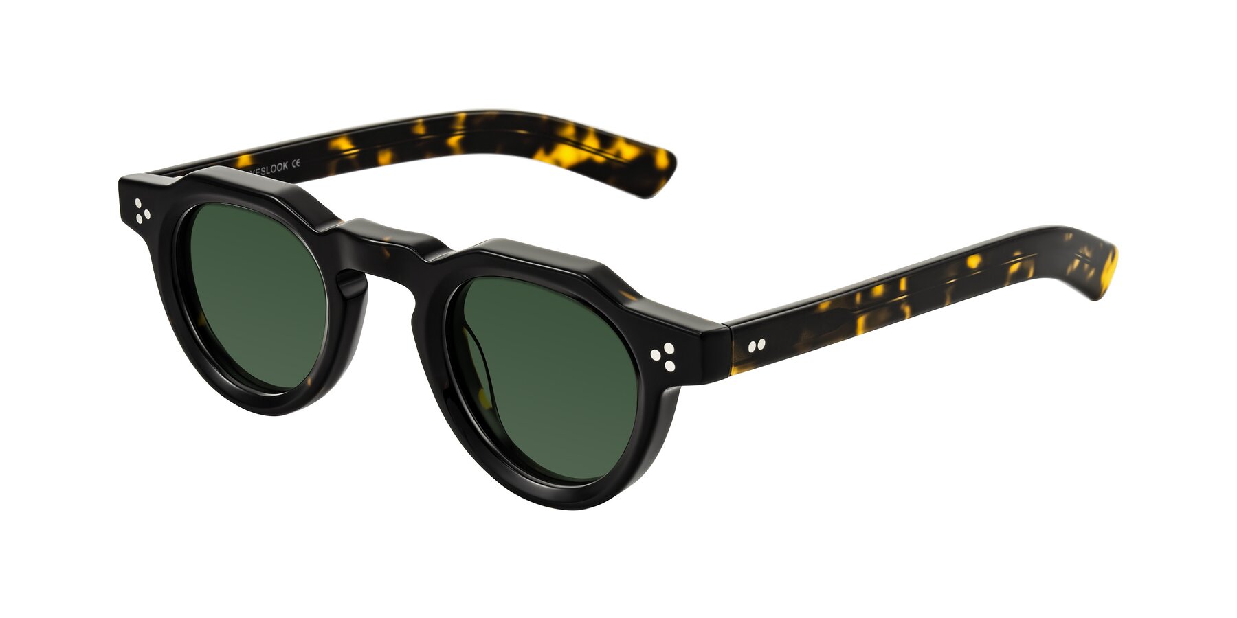 Angle of Awint in Dark Tortoise with Green Tinted Lenses