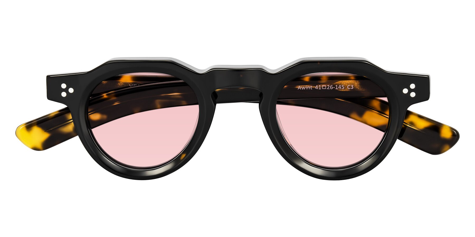 Folded Front of Awint in Dark Tortoise with Light Garnet Tinted Lenses