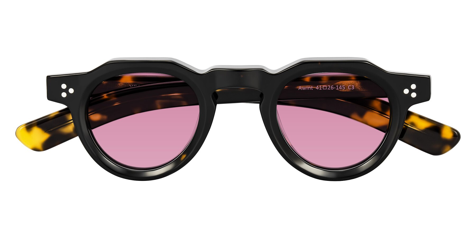 Folded Front of Awint in Dark Tortoise with Medium Wine Tinted Lenses