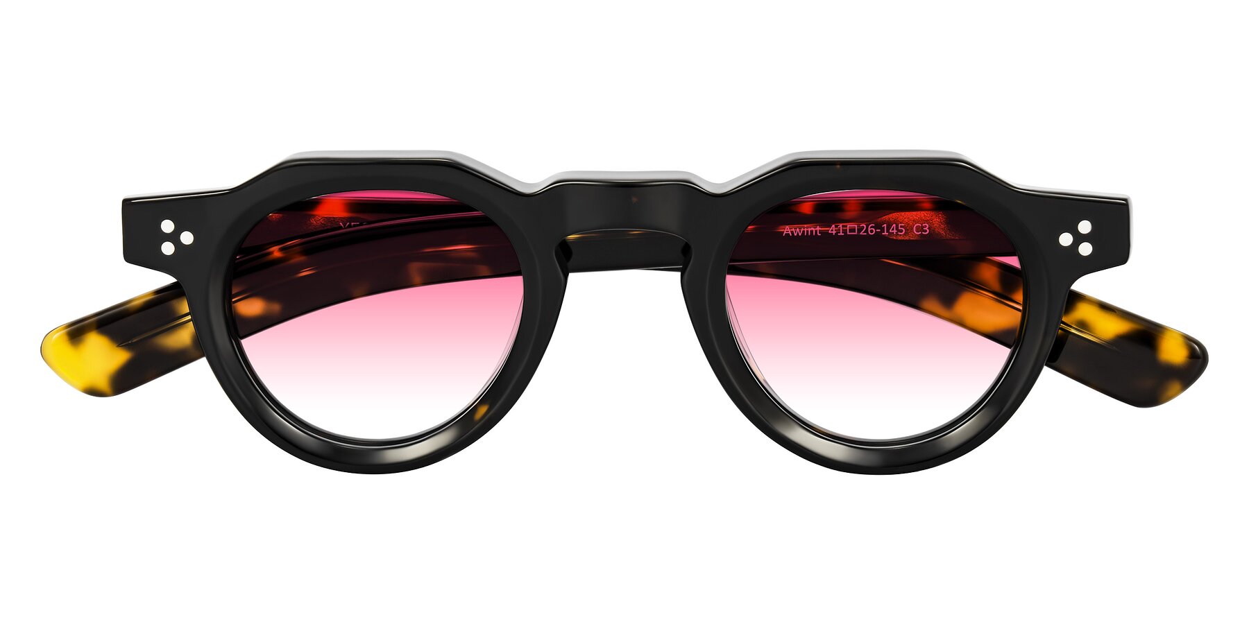 Folded Front of Awint in Dark Tortoise with Pink Gradient Lenses
