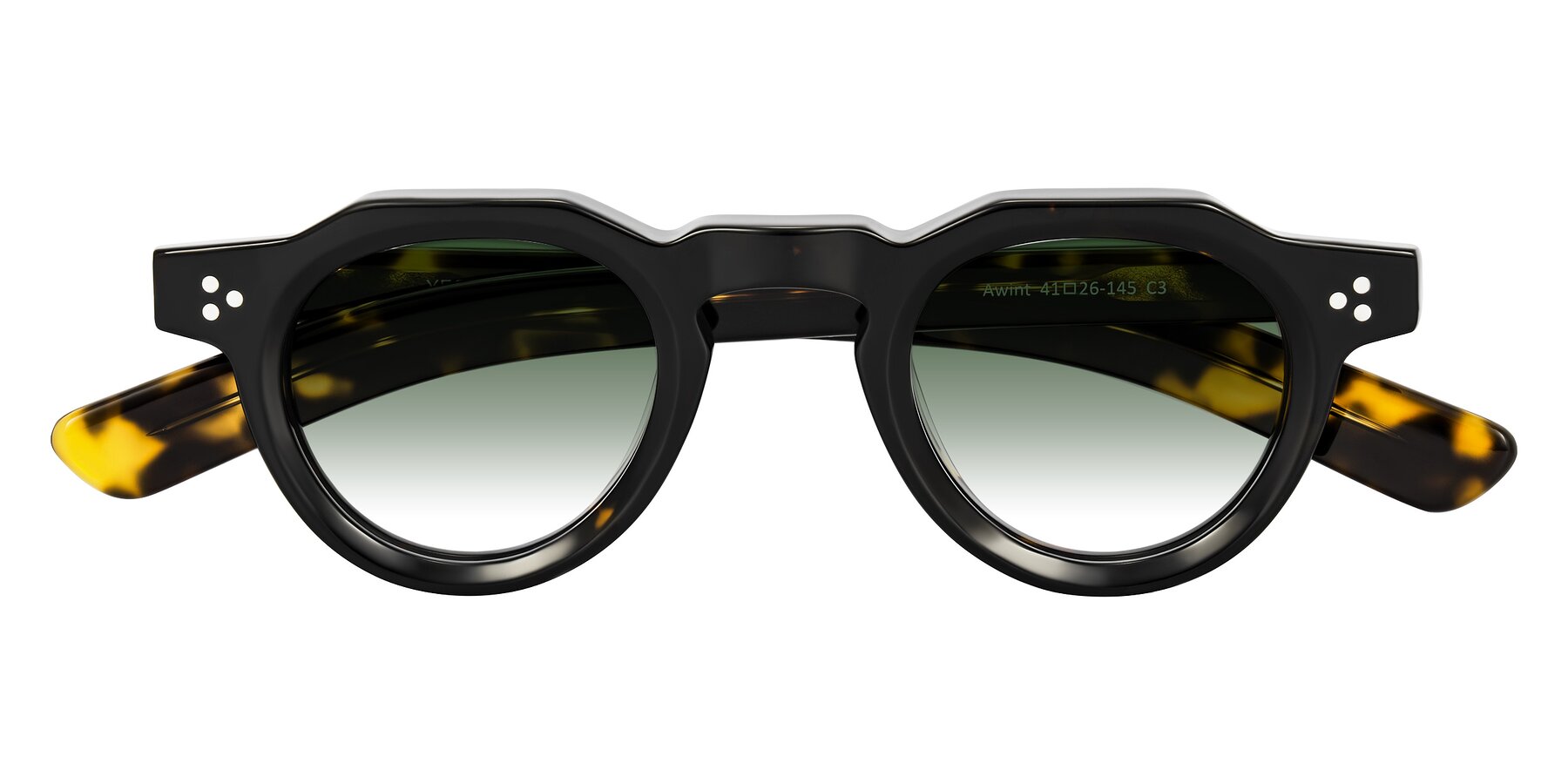 Folded Front of Awint in Dark Tortoise with Green Gradient Lenses