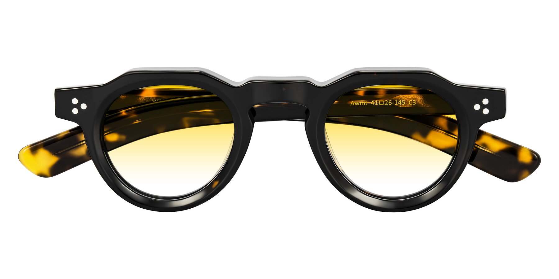 Folded Front of Awint in Dark Tortoise with Yellow Gradient Lenses