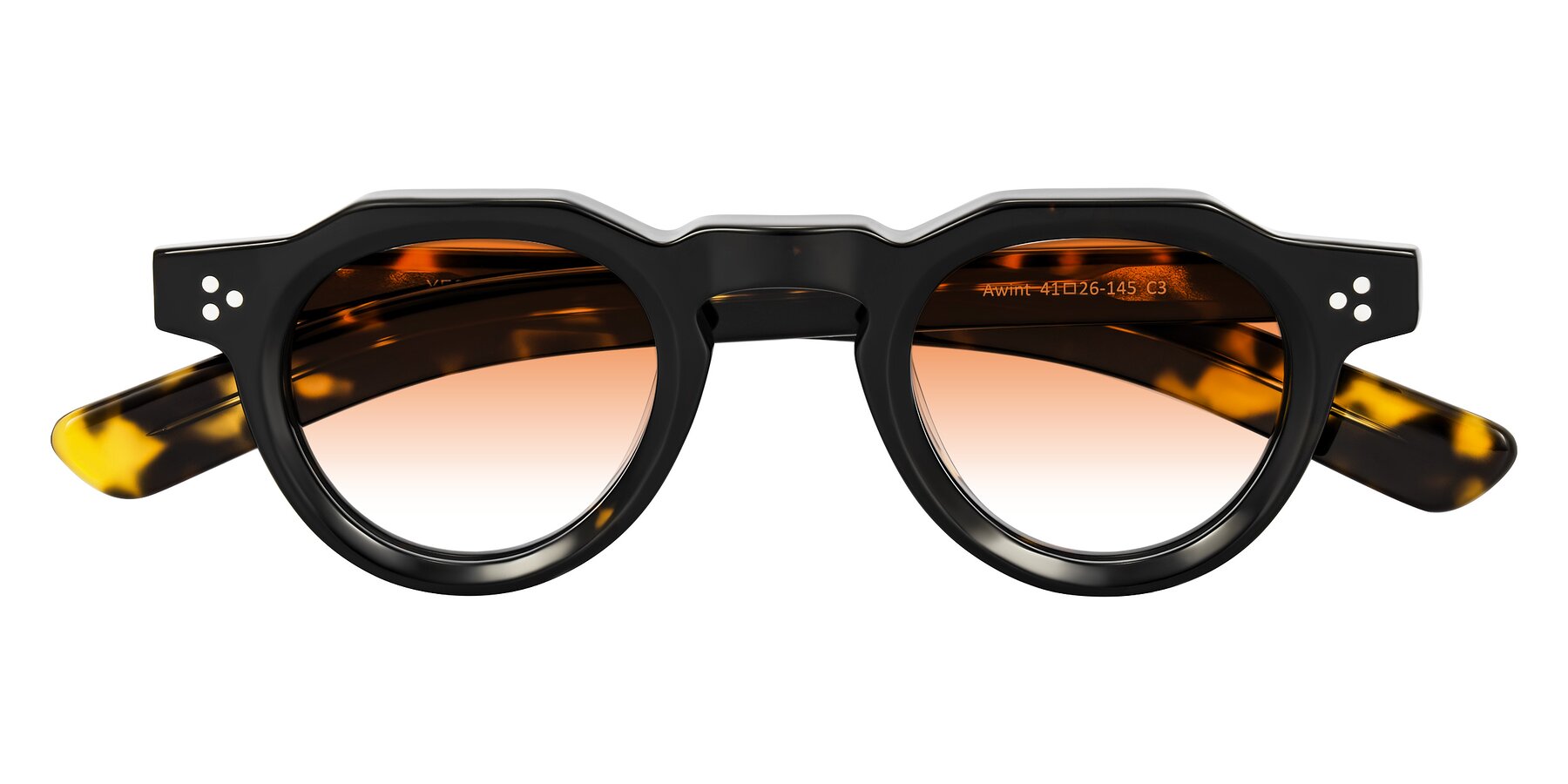 Folded Front of Awint in Dark Tortoise with Orange Gradient Lenses