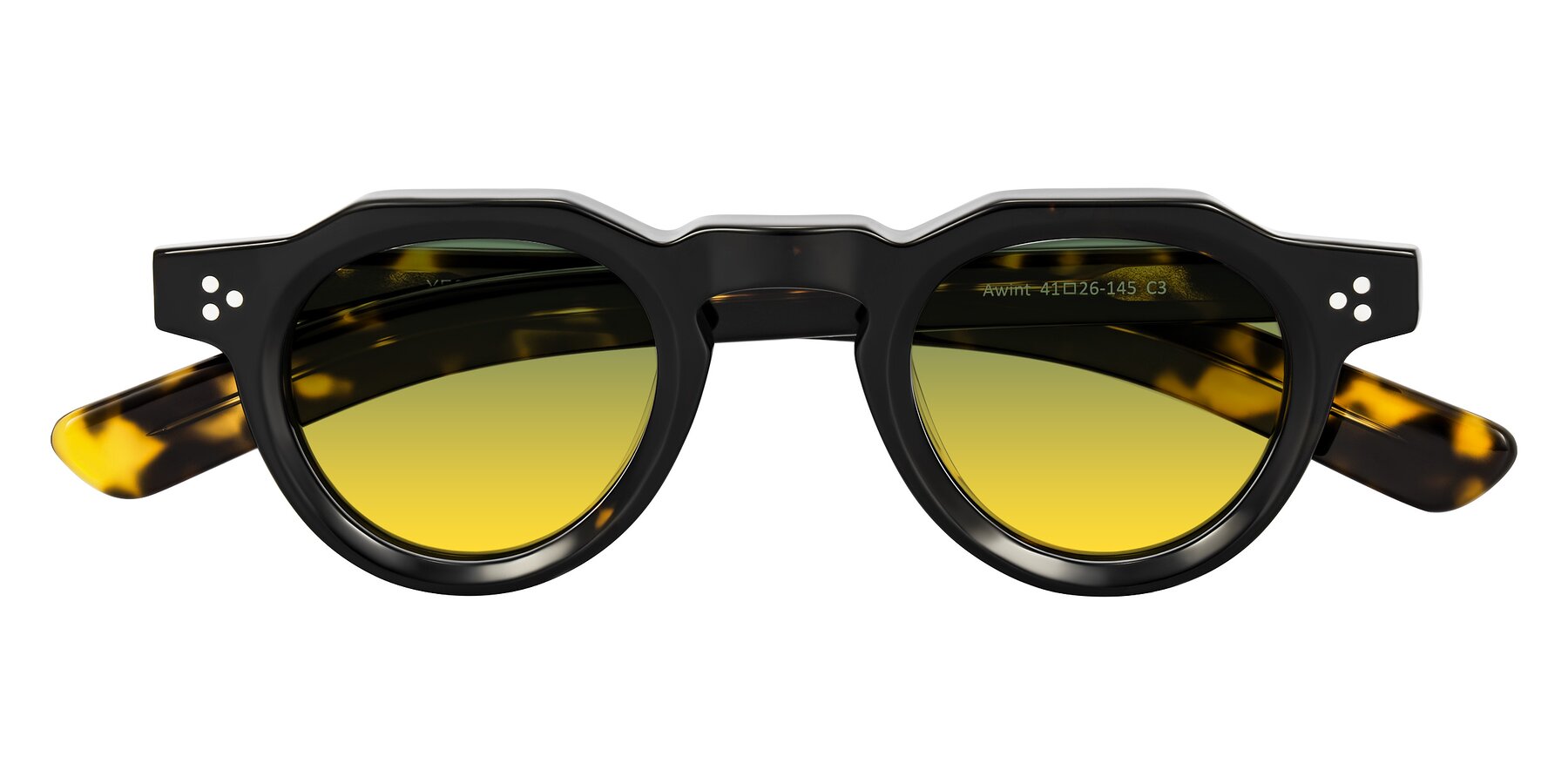 Folded Front of Awint in Dark Tortoise with Green / Yellow Gradient Lenses