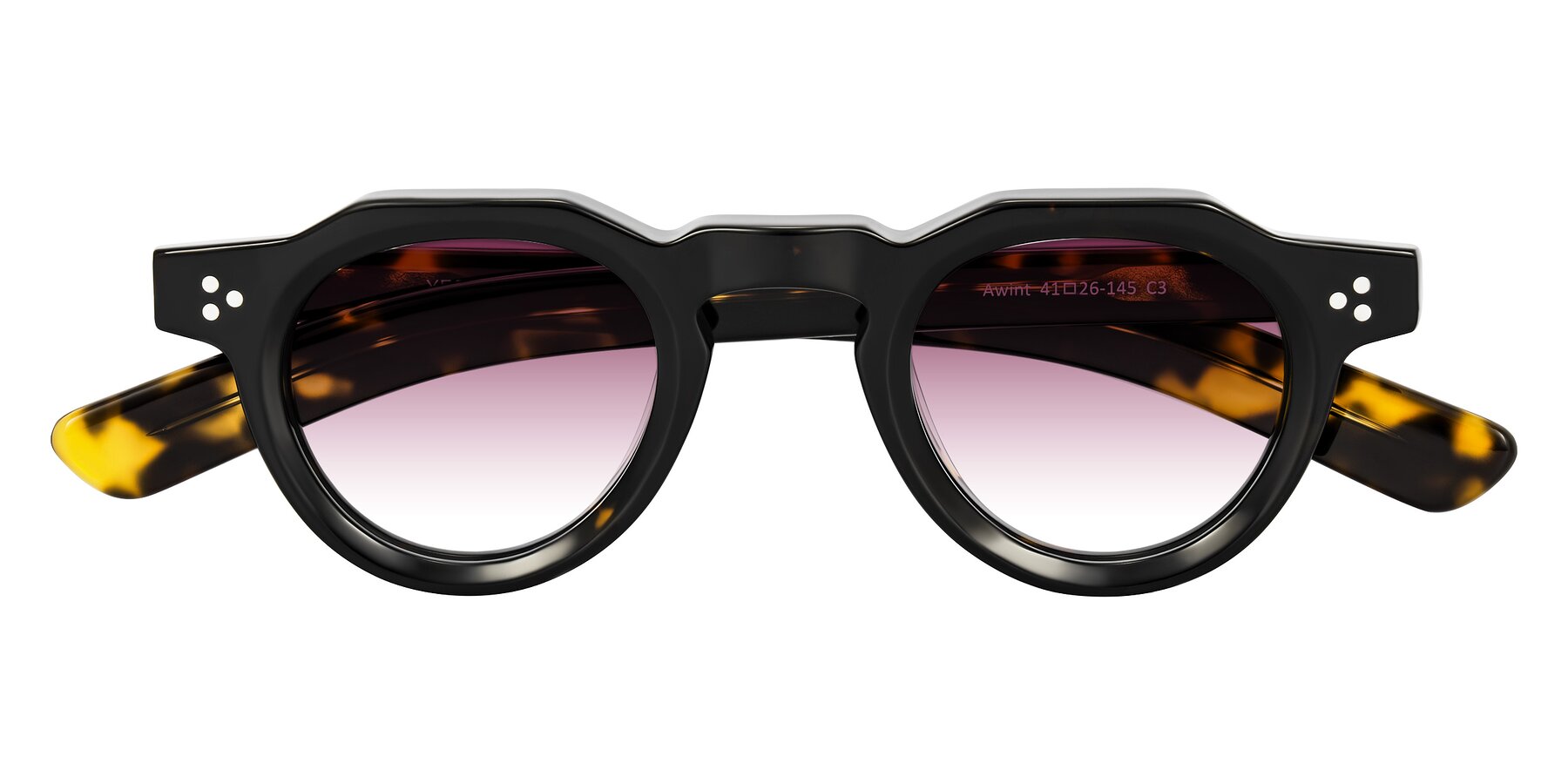 Folded Front of Awint in Dark Tortoise with Wine Gradient Lenses