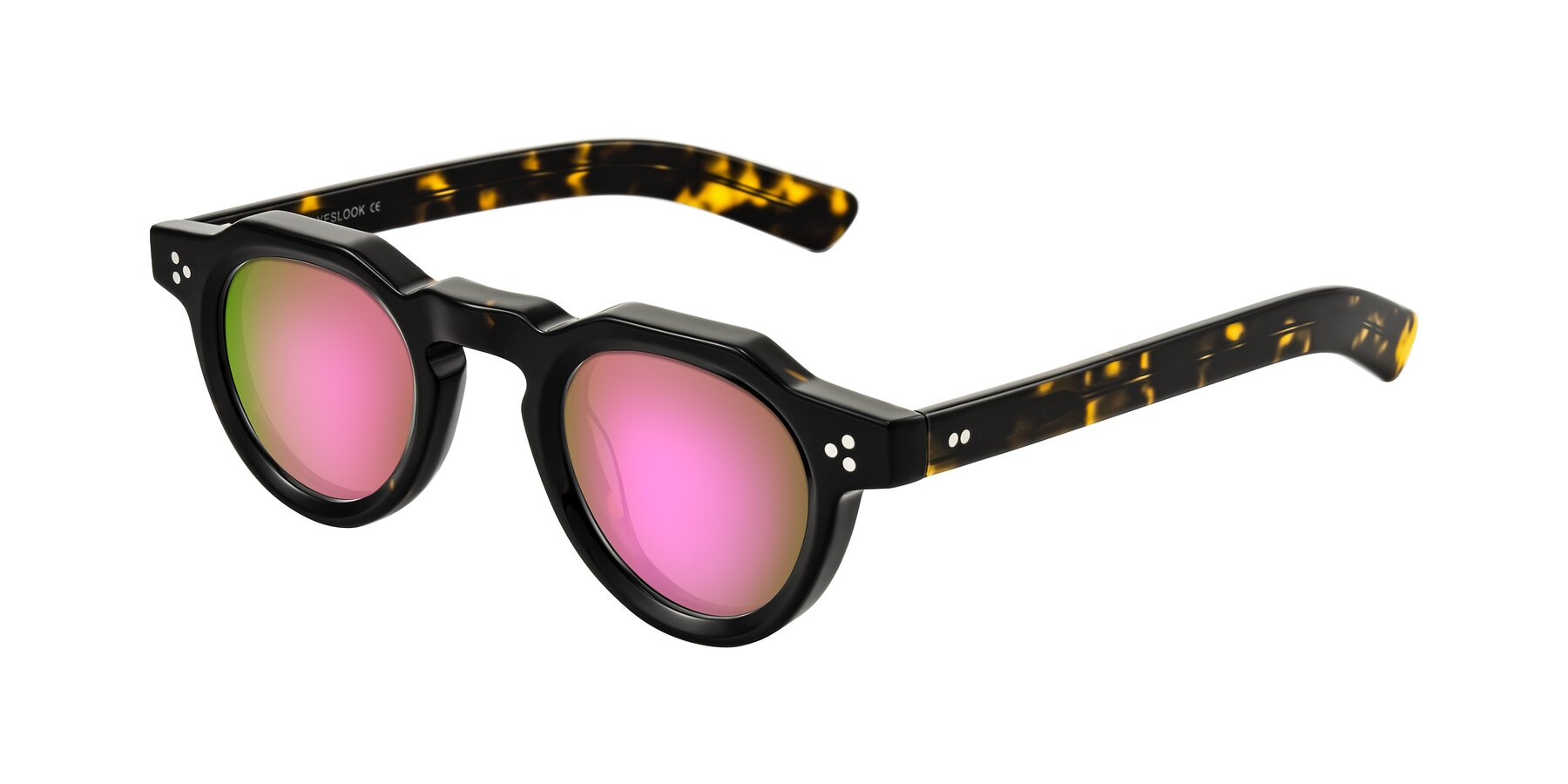 Angle of Awint in Dark Tortoise with Pink Mirrored Lenses