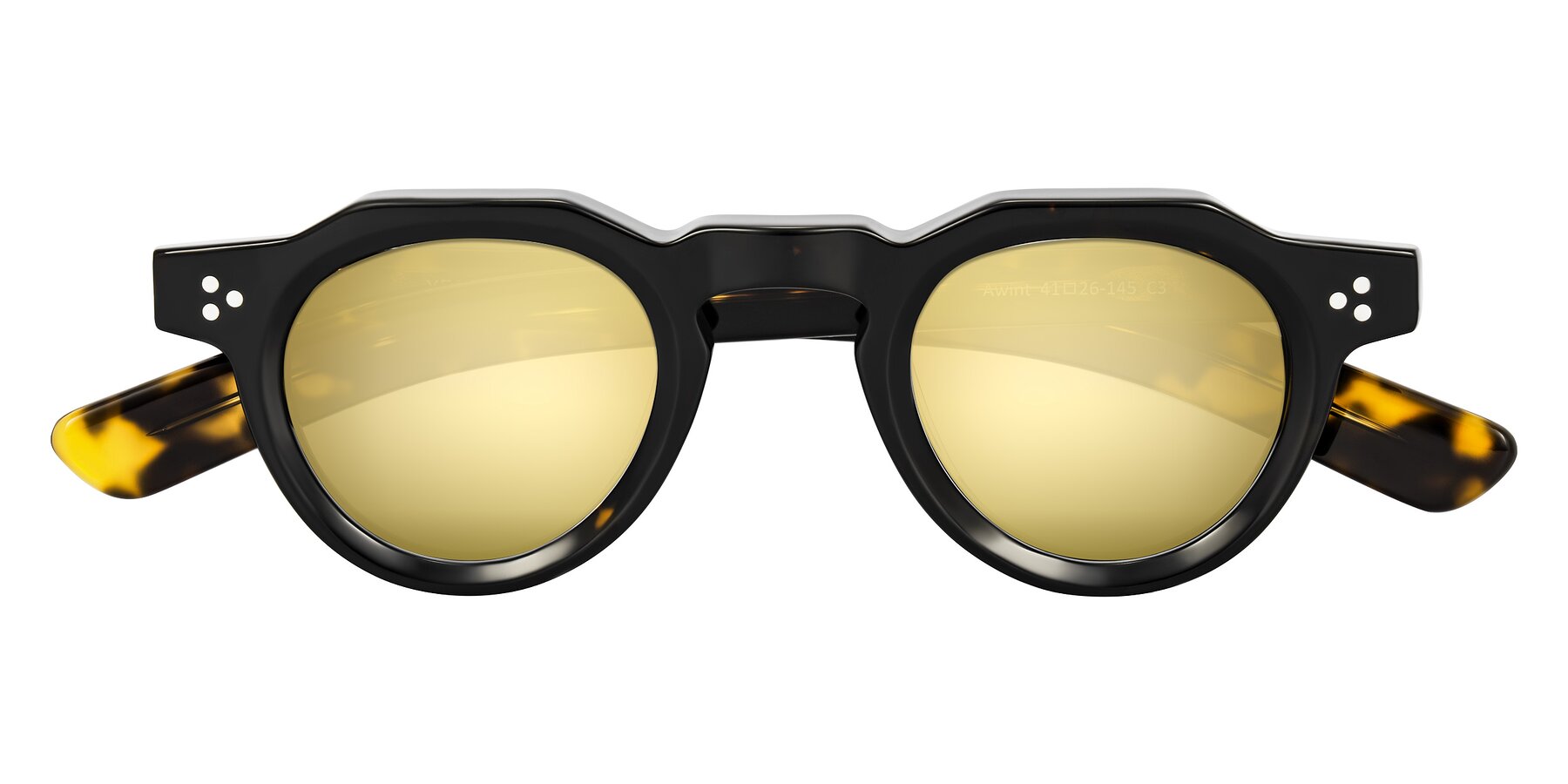 Folded Front of Awint in Dark Tortoise with Gold Mirrored Lenses