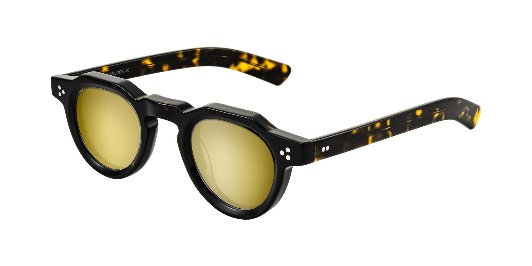Angle of Awint in Dark Tortoise with Gold Mirrored Lenses