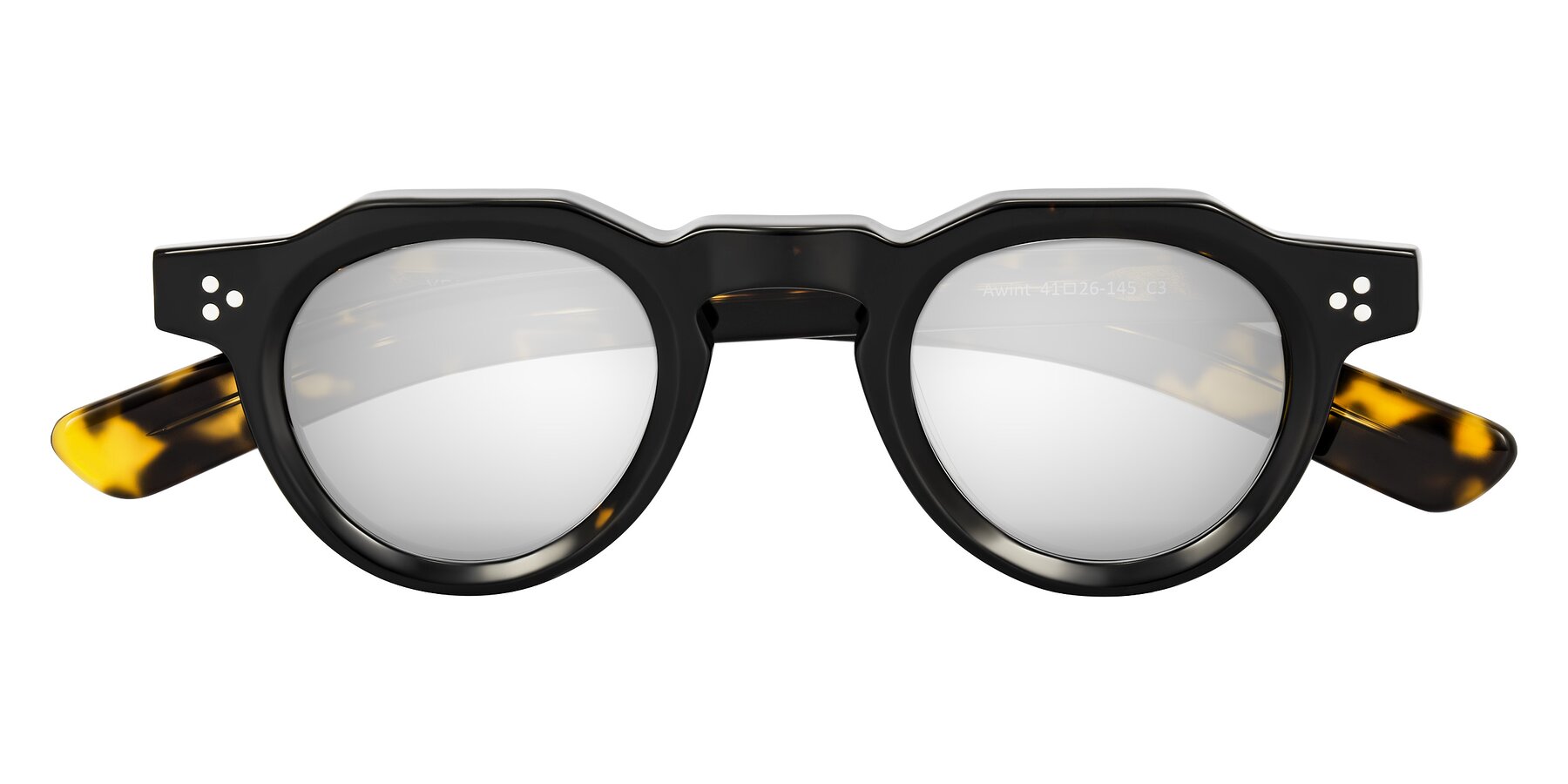 Folded Front of Awint in Dark Tortoise with Silver Mirrored Lenses