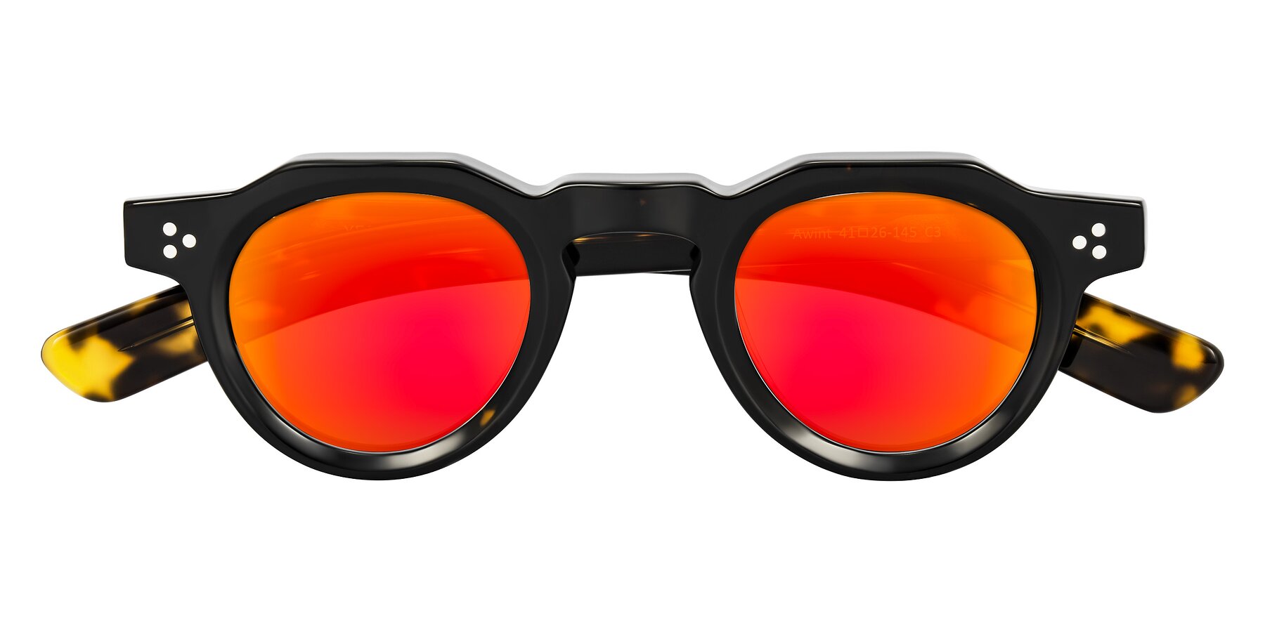 Folded Front of Awint in Dark Tortoise with Red Gold Mirrored Lenses