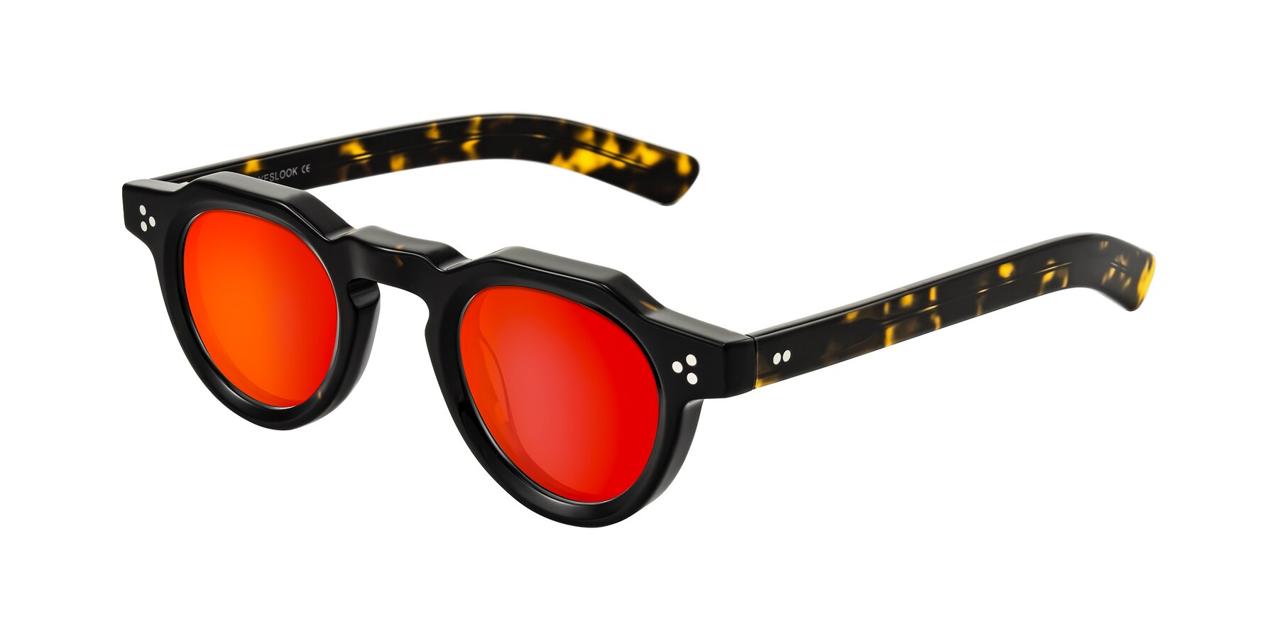 Angle of Awint in Dark Tortoise with Red Gold Mirrored Lenses