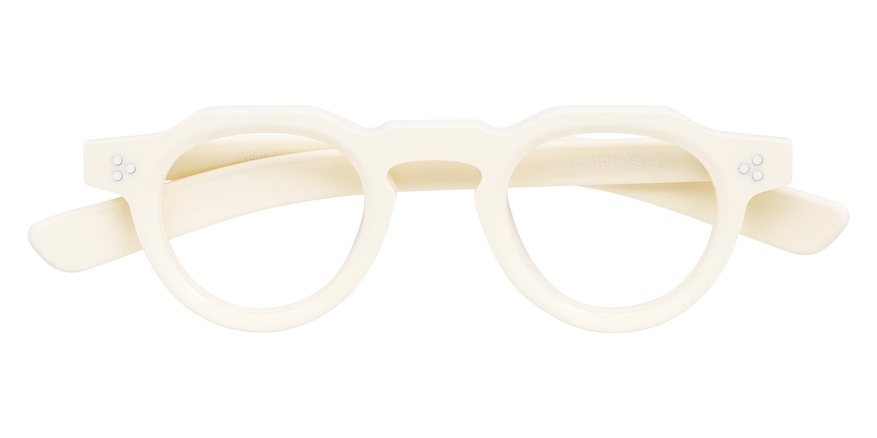 Folded Front of Awint in Ivory White with Clear Reading Eyeglass Lenses