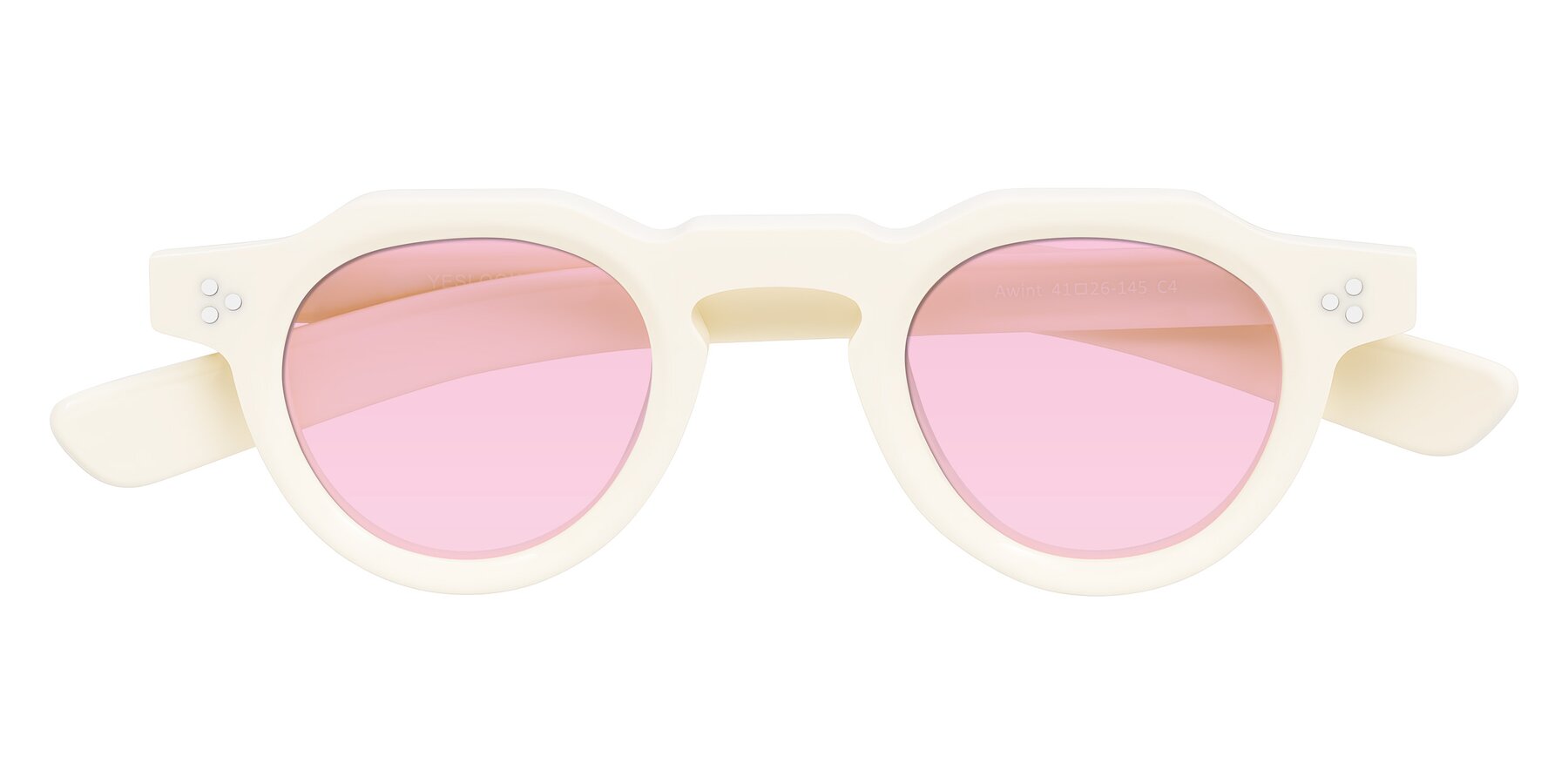 Folded Front of Awint in Ivory White with Light Pink Tinted Lenses