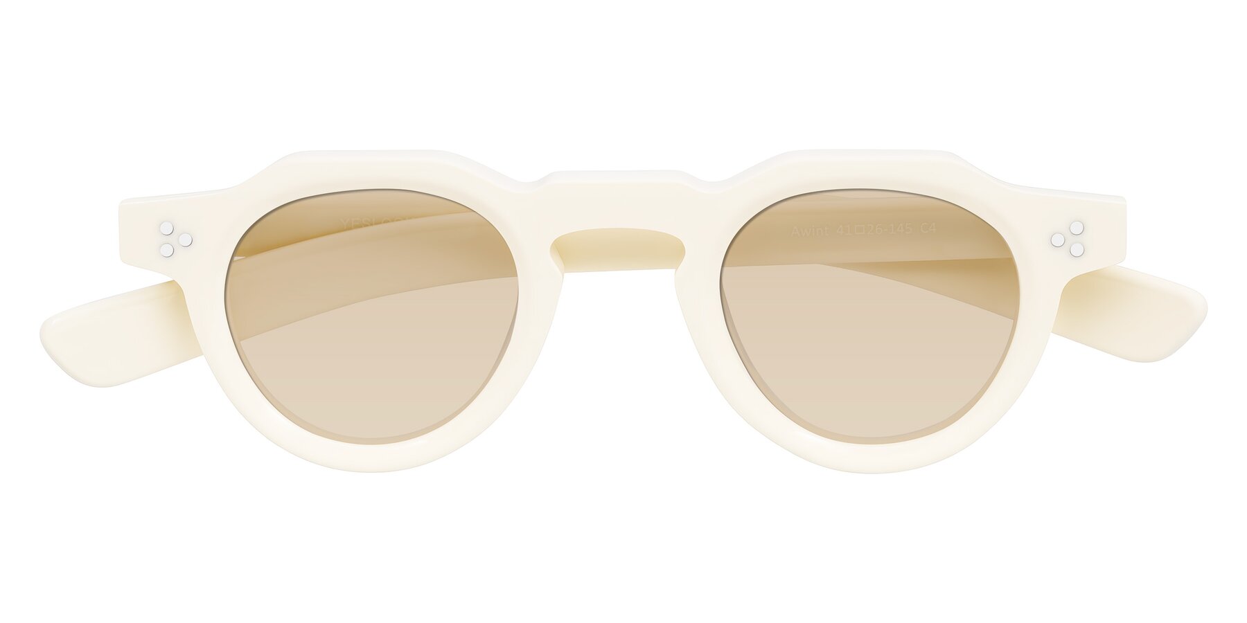 Folded Front of Awint in Ivory White with Light Brown Tinted Lenses