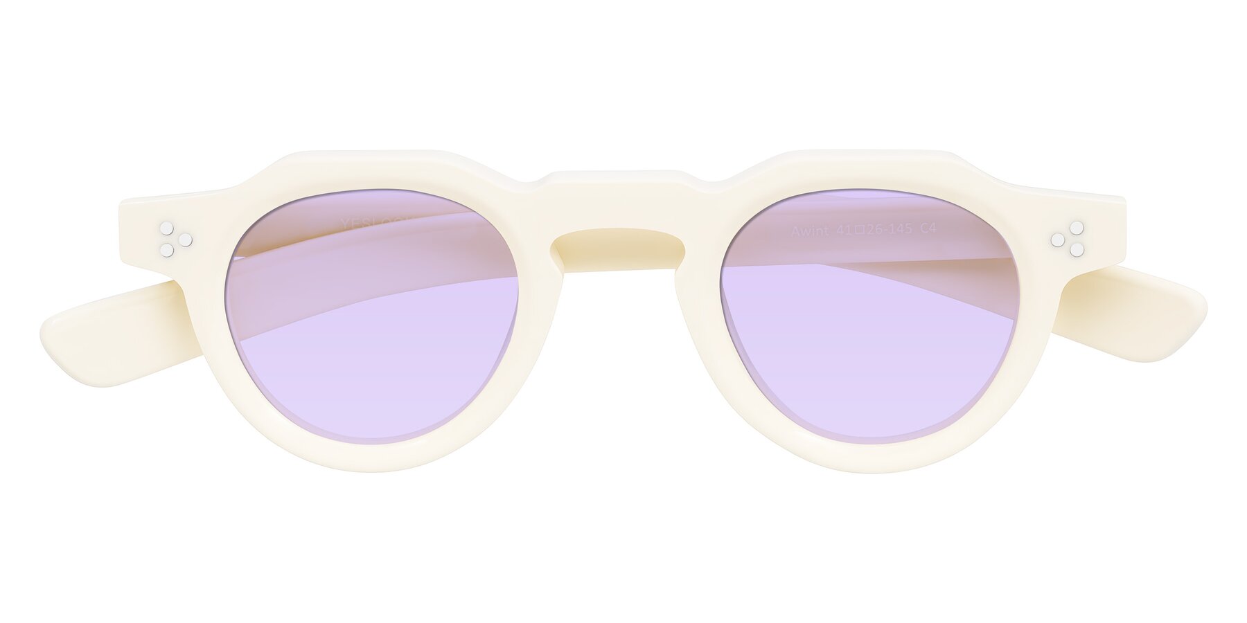 Folded Front of Awint in Ivory White with Light Purple Tinted Lenses