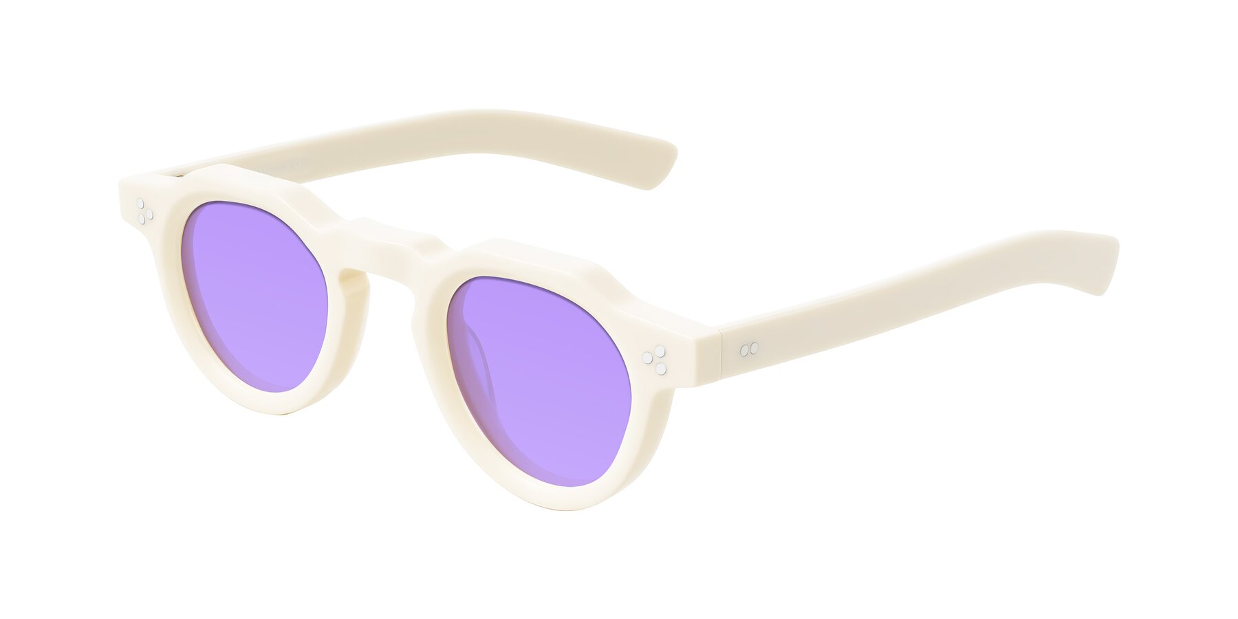 Angle of Awint in Ivory White with Medium Purple Tinted Lenses