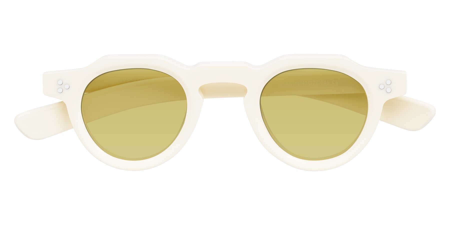 Folded Front of Awint in Ivory White with Medium Champagne Tinted Lenses