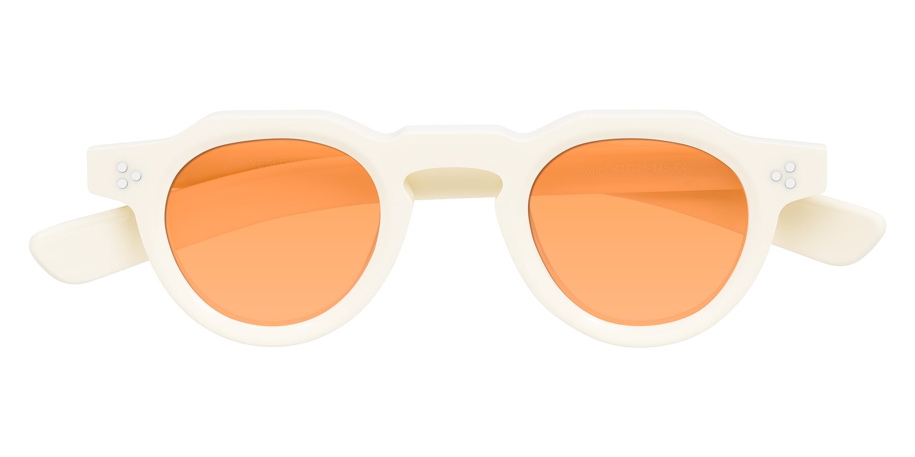 Folded Front of Awint in Ivory White with Medium Orange Tinted Lenses