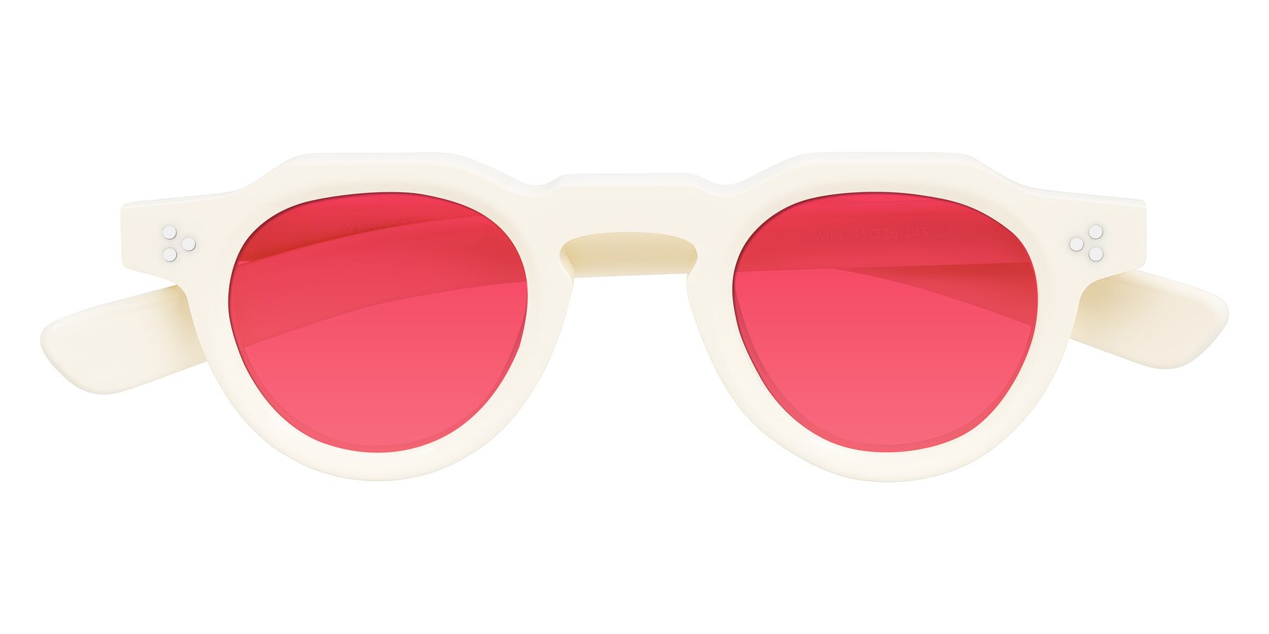 Folded Front of Awint in Ivory White with Red Tinted Lenses