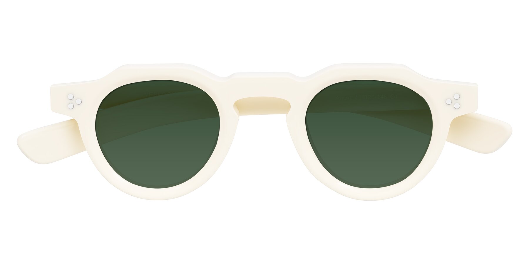 Folded Front of Awint in Ivory White with Green Tinted Lenses