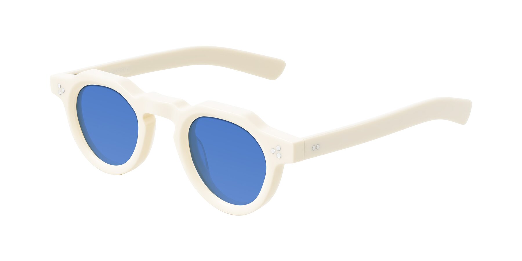 Angle of Awint in Ivory White with Blue Tinted Lenses