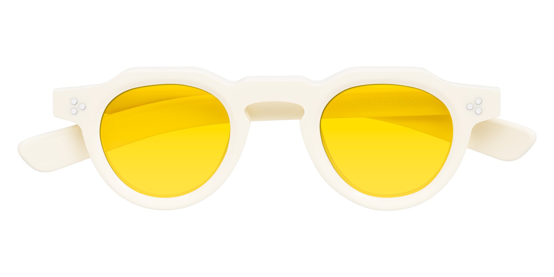 Folded Front of Awint in Ivory White with Yellow Tinted Lenses