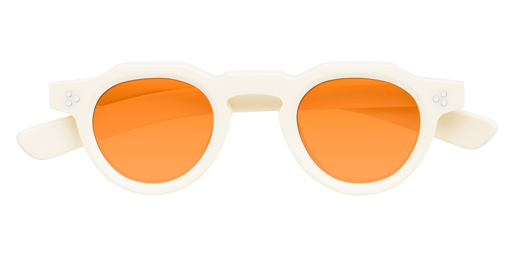 Folded Front of Awint in Ivory White with Orange Tinted Lenses