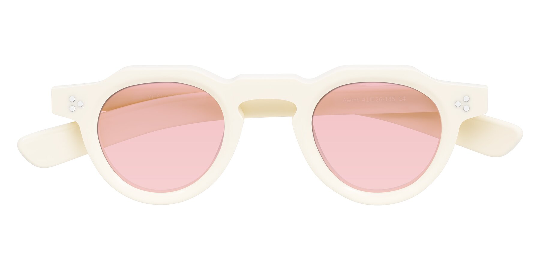 Folded Front of Awint in Ivory White with Light Garnet Tinted Lenses