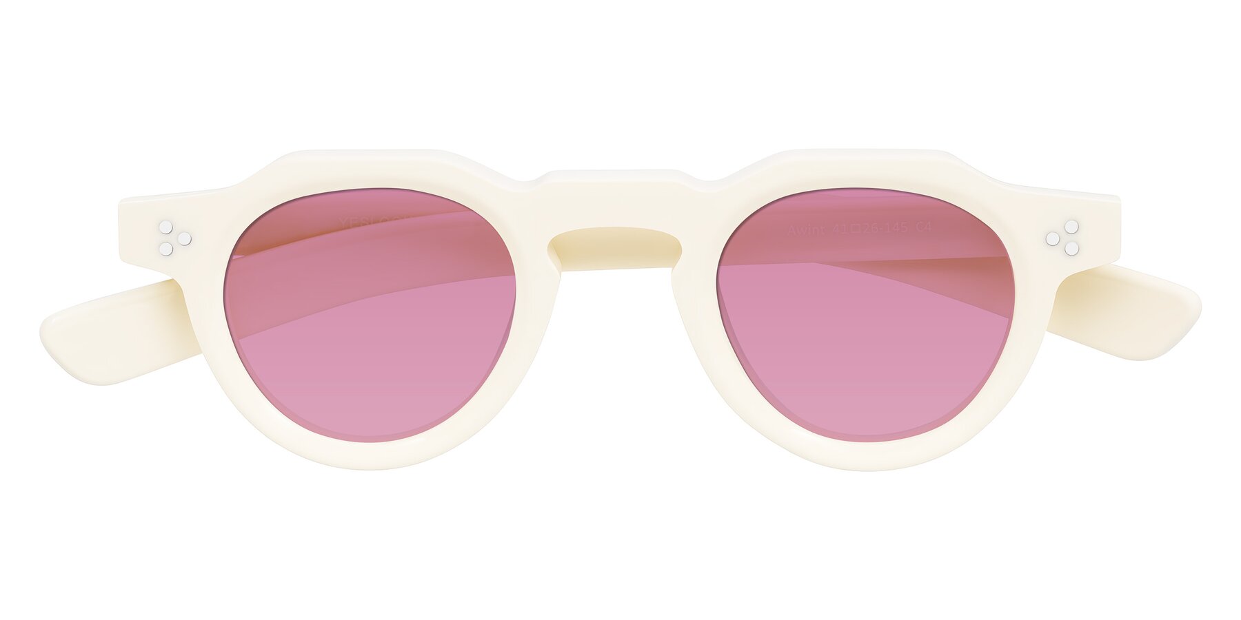 Folded Front of Awint in Ivory White with Medium Wine Tinted Lenses