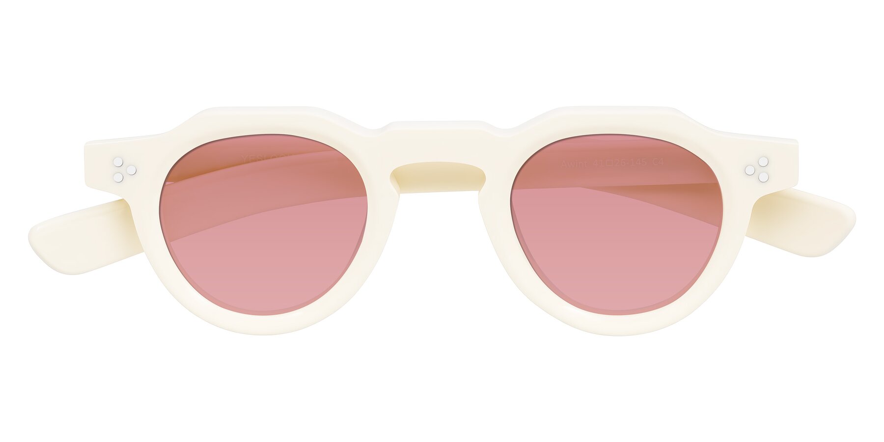 Folded Front of Awint in Ivory White with Medium Garnet Tinted Lenses