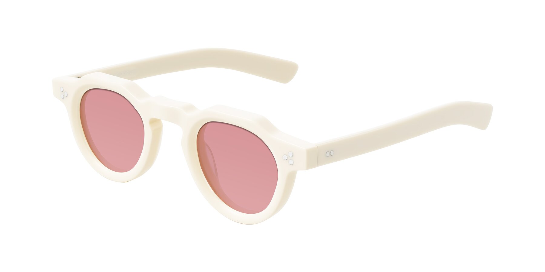 Angle of Awint in Ivory White with Medium Garnet Tinted Lenses