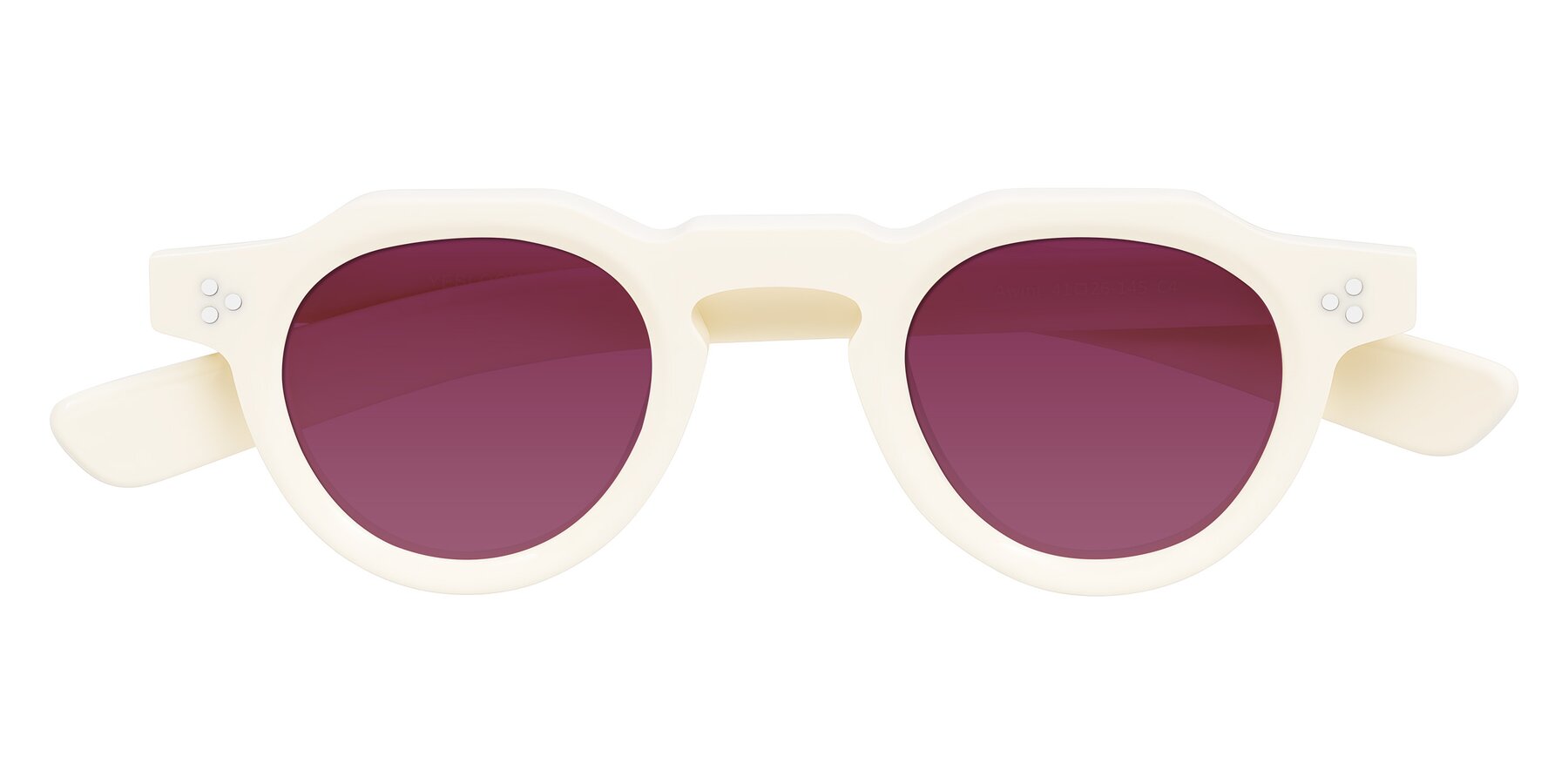Folded Front of Awint in Ivory White with Wine Tinted Lenses
