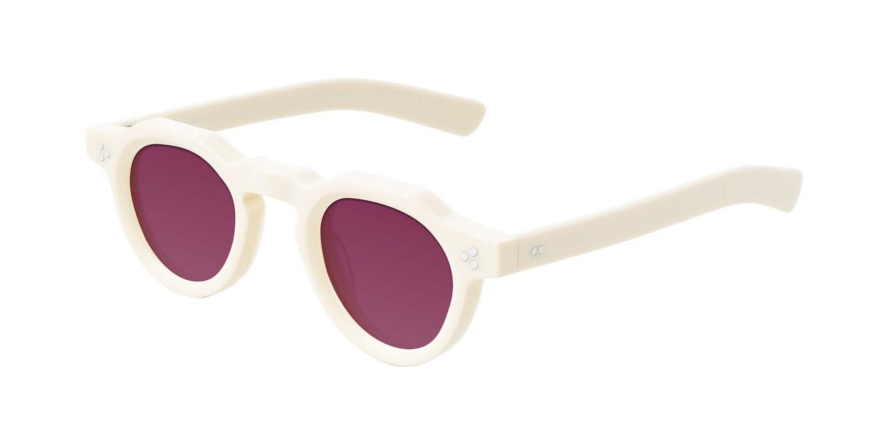 Angle of Awint in Ivory White with Wine Tinted Lenses