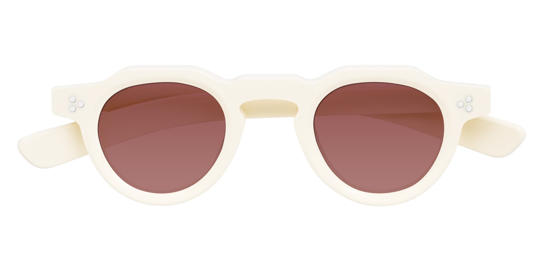 Folded Front of Awint in Ivory White with Garnet Tinted Lenses