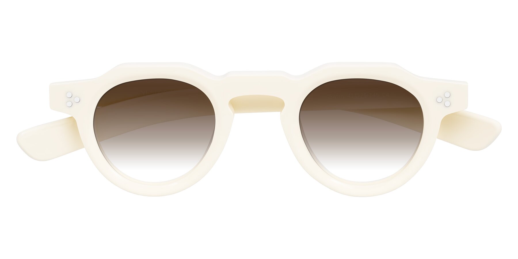 Folded Front of Awint in Ivory White with Brown Gradient Lenses