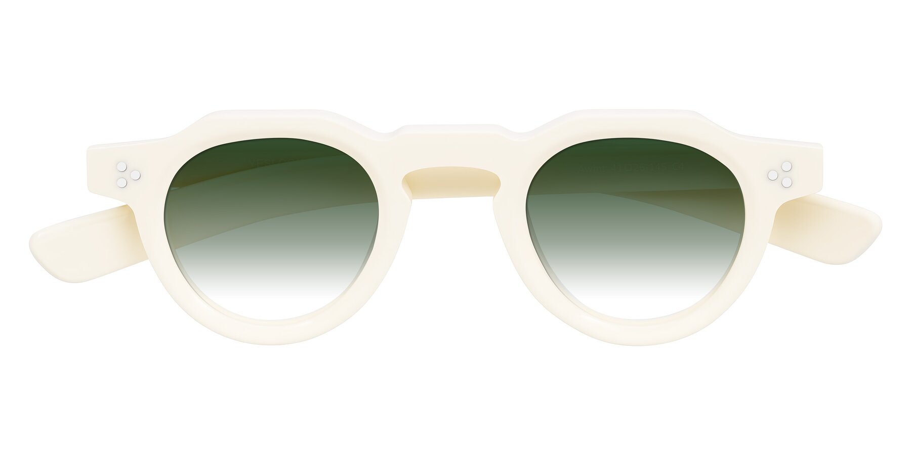 Folded Front of Awint in Ivory White with Green Gradient Lenses