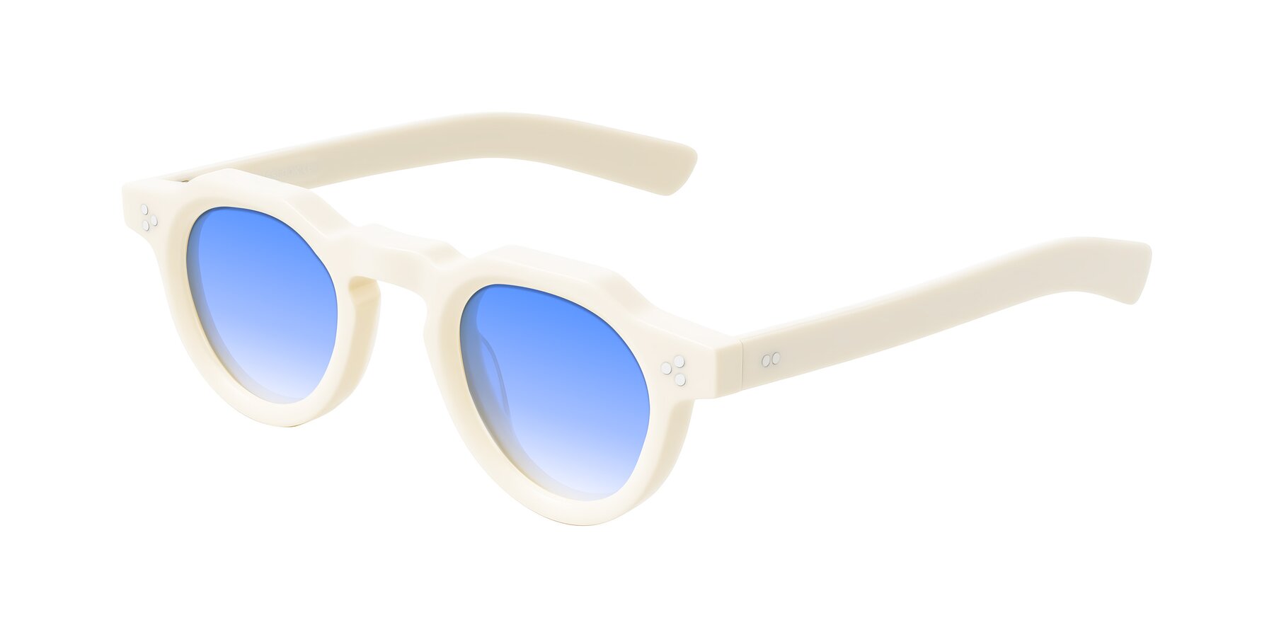 Angle of Awint in Ivory White with Blue Gradient Lenses