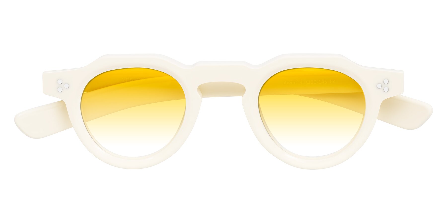 Folded Front of Awint in Ivory White with Yellow Gradient Lenses