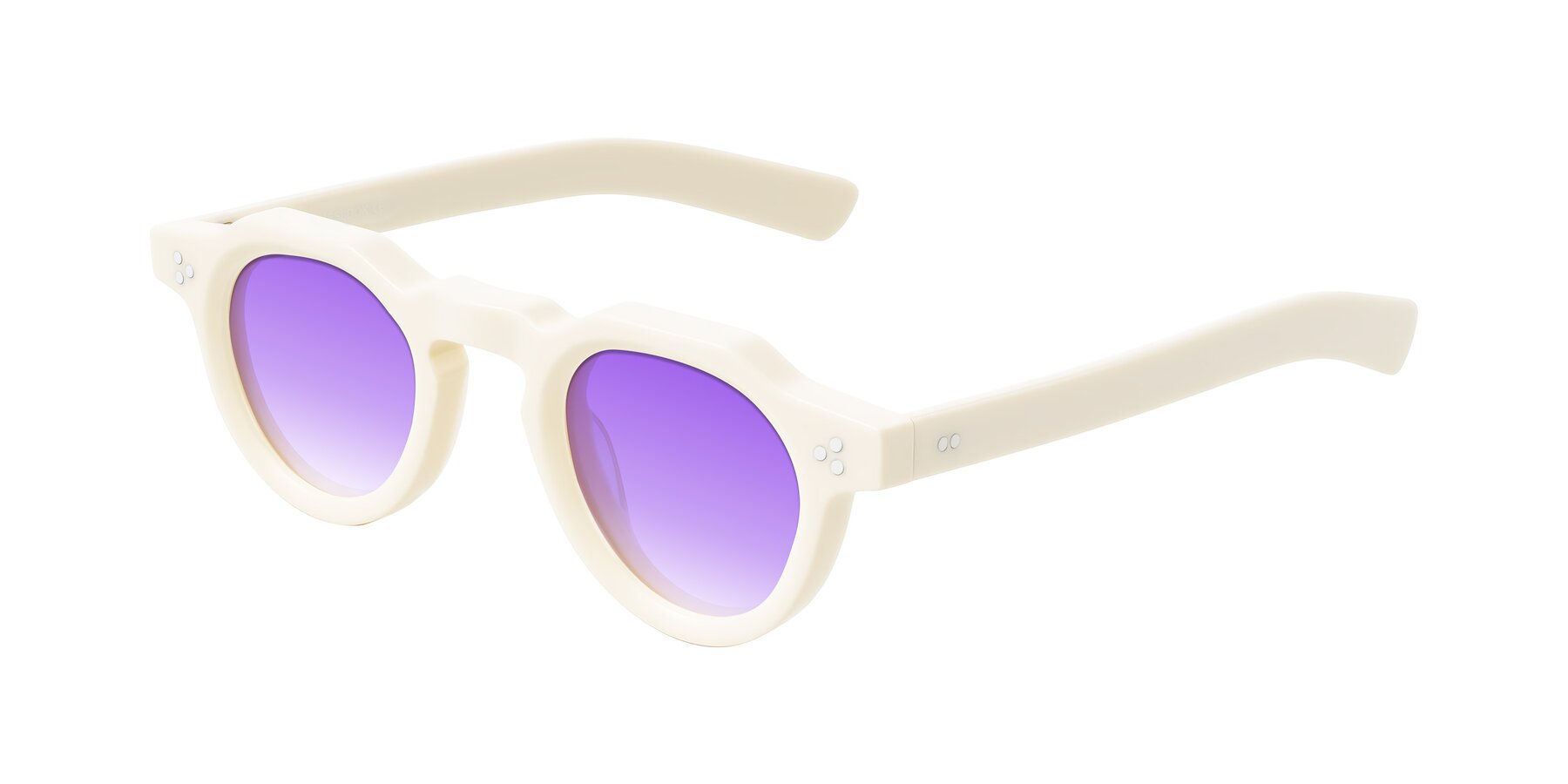 Angle of Awint in Ivory White with Purple Gradient Lenses